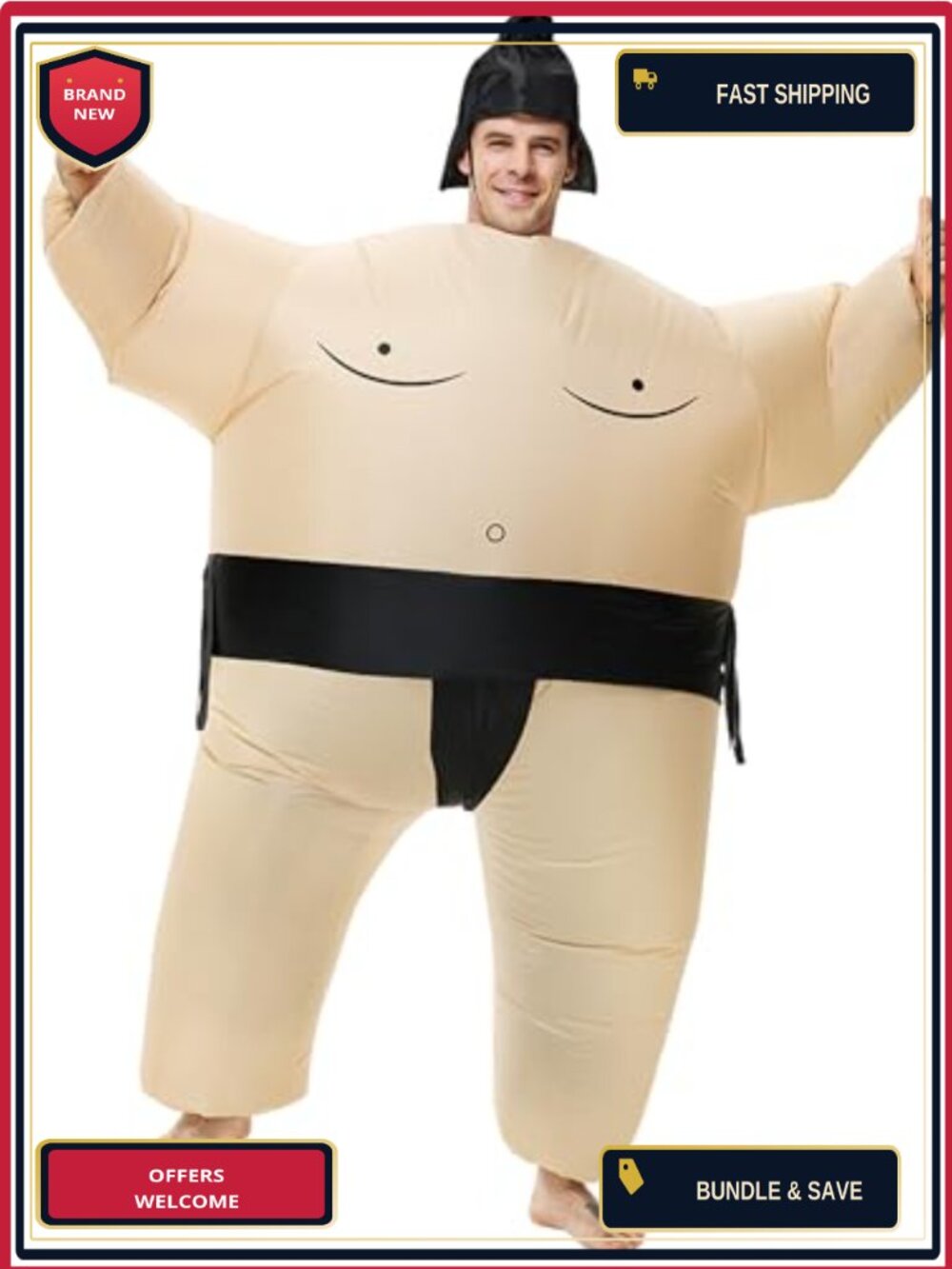 Inflatable Sumo Wrestling Costume Adult Blow Up Suit Halloween Fancy Dress